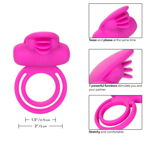 Ярко-розовое эрекционное кольцо Silicone Rechargeable Dual Clit Flicker Ярко-розовое эрекционное кольцо Silicone Rechargeable Dual Clit Flicker