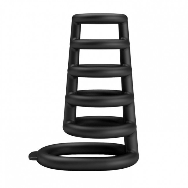 Черная насадка на пенис с подхватом мошонки Rodrigo Черная насадка на пенис с подхватом мошонки Rodrigo