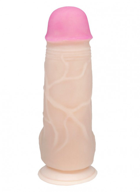 Телесный фаллоимитатор на присоске большого диаметра - 17 см.