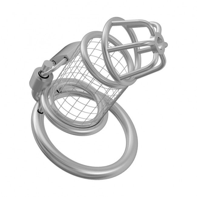 Серебристый мужской пояс верности на замочке Серебристый мужской пояс верности на замочке