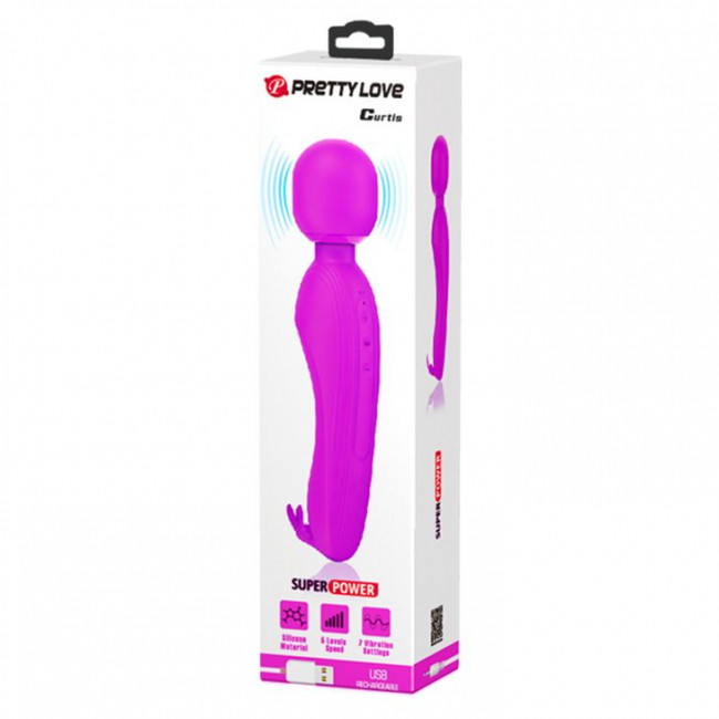 Лиловый жезловый вибромассажер Curtis - 23,1 см. Лиловый жезловый вибромассажер Curtis - 23,1 см.