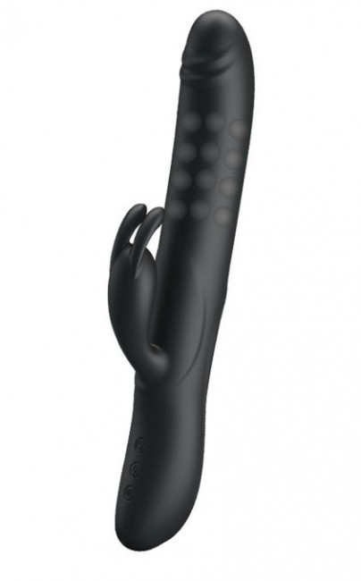 Чёрный вибратор с вращающимися бусинами Colin - 25 см. Чёрный вибратор с вращающимися бусинами Colin - 25 см.