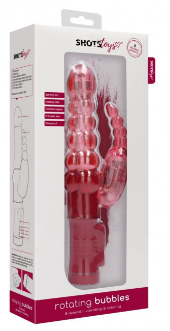 Красный вибратор-кролик Rotating Bubbles - 23,2 см. Красный вибратор-кролик Rotating Bubbles - 23,2 см.