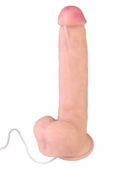 Телесный реалистичный вибромассажер №58 с выносным пультом - 22 см.