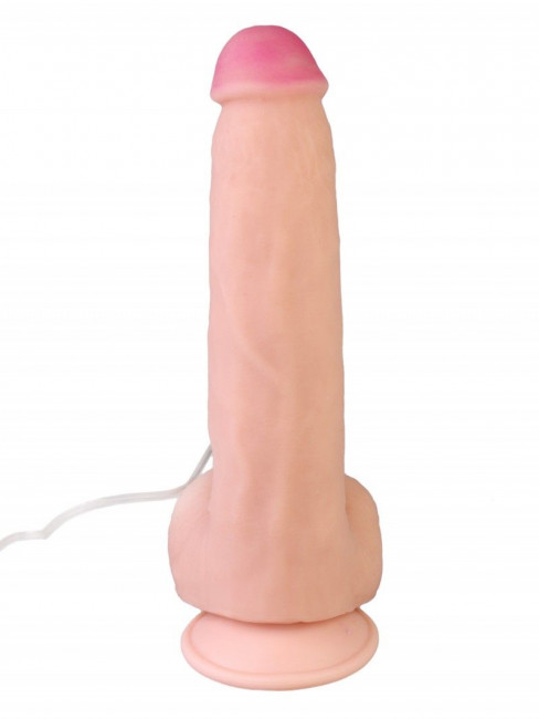 Телесный реалистичный вибромассажер №58 с выносным пультом - 22 см.