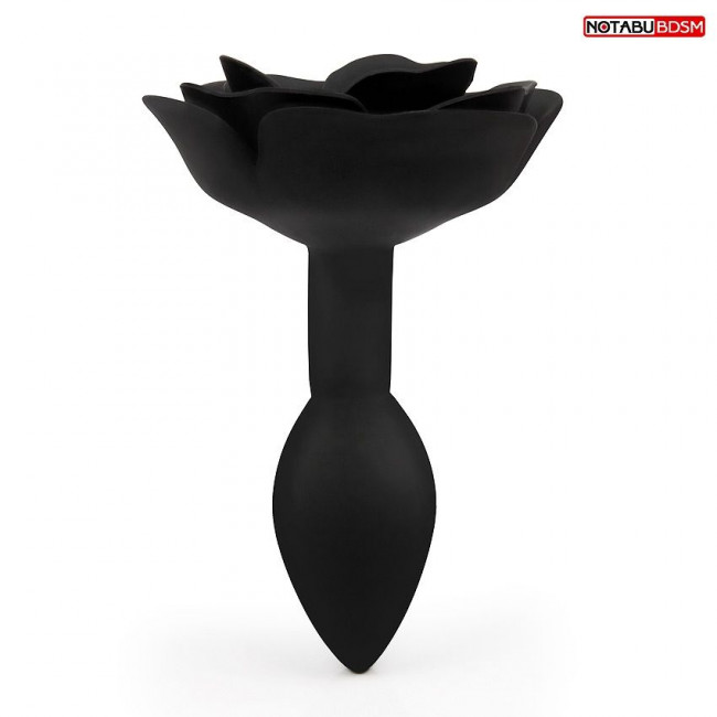 Черная гладкая анальная втулка-роза Черная гладкая анальная втулка-роза