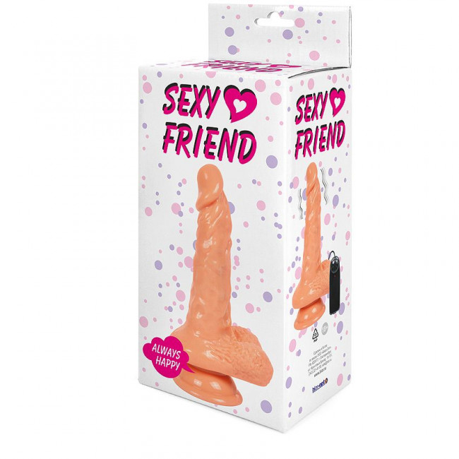 Телесный вибратор с мошонкой - 17,5 см. Телесный вибратор с мошонкой - 17,5 см.