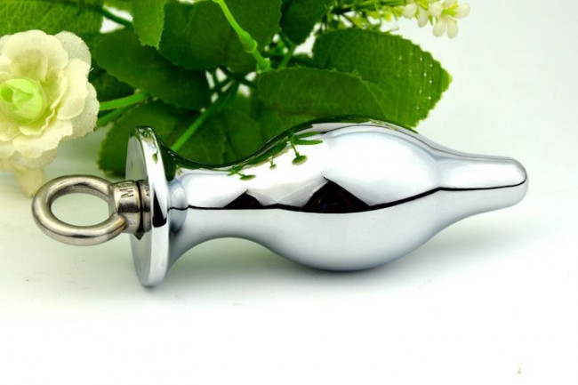 Серебристая анальная пробка с кольцом Серебристая анальная пробка с кольцом