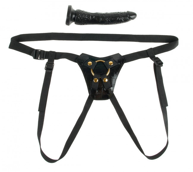 Чёрный с золотом женский страпон Designer Strap-On Чёрный с золотом женский страпон Designer Strap-On