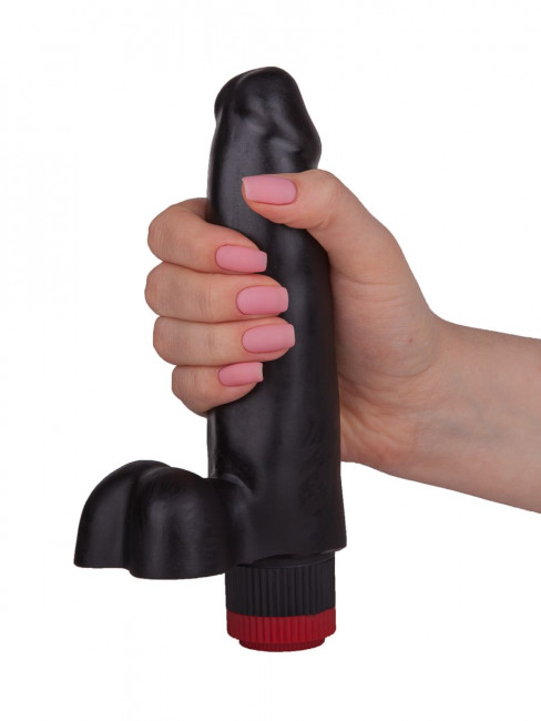 Чёрный вибратор-реалистик - 16,6 см. Чёрный вибратор-реалистик - 16,6 см.