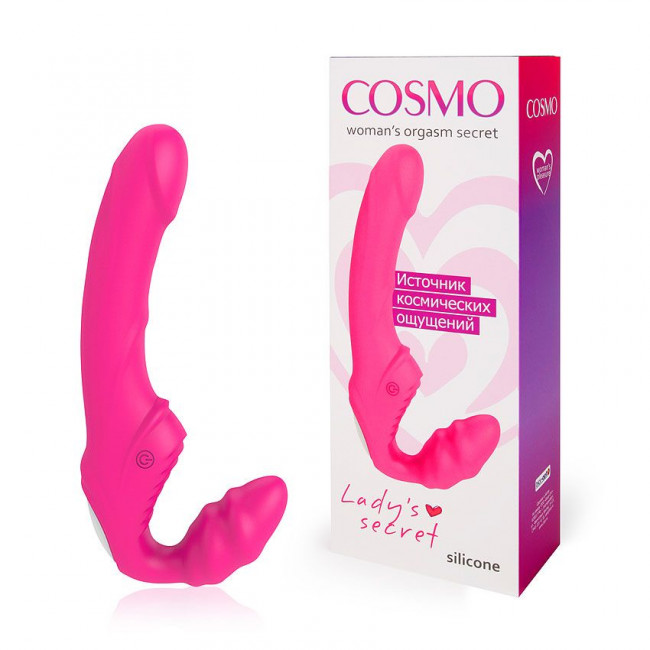 Розовый безремневой страпон с 9 режимами вибрации Розовый безремневой страпон с 9 режимами вибрации