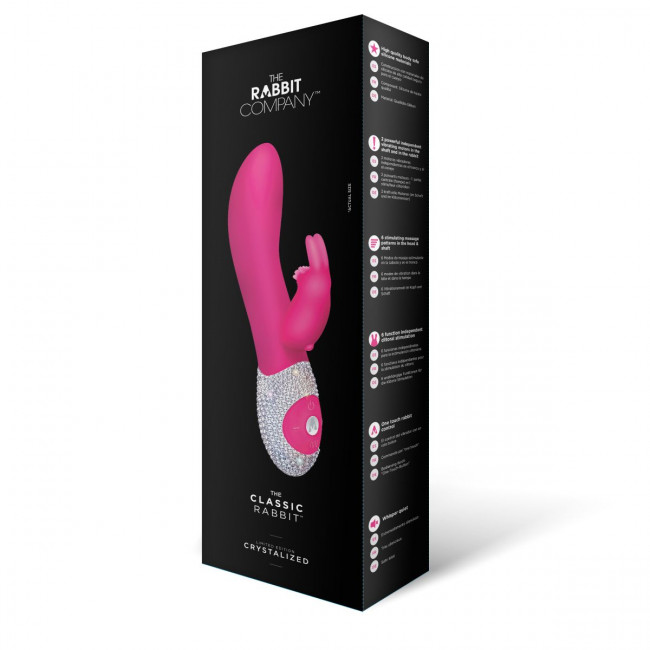Ярко-розовый вибромассажёр с клиторальным отростком и отделанной стразами рукоятью The Classic Rabbit - 22 см. Ярко-розовый вибромассажёр с клиторальным отростком и отделанной стразами рукоятью The Classic Rabbit - 22 см.