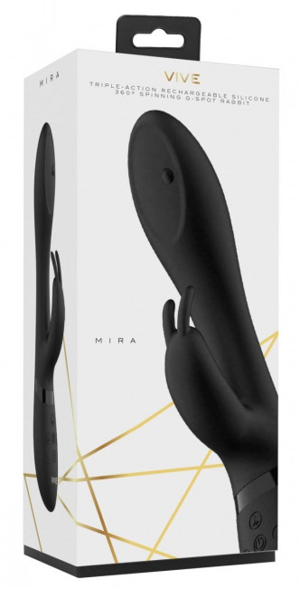 Черный вибромассажер-кролик Mira - 21,5 см. Черный вибромассажер-кролик Mira - 21,5 см.