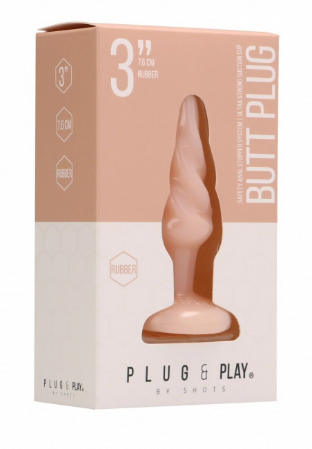 Телесная анальная пробка Butt Plug Rounded 3 Inch - 7,6 см.