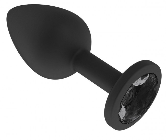 Чёрная анальная втулка с чёрным кристаллом - 7,3 см. Чёрная анальная втулка с чёрным кристаллом - 7,3 см.