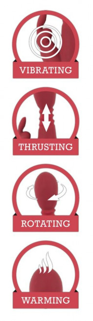 Красный вибромассажер с клиторальным отростком Rabbit Vibrator - 26,5 см. Красный вибромассажер с клиторальным отростком Rabbit Vibrator - 26,5 см.