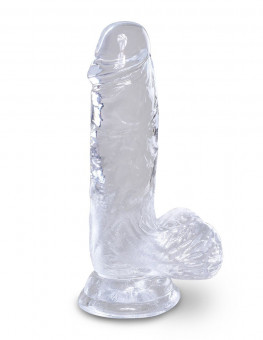 Прозрачный фаллоимитатор King Cock Clear 5" Cock with Balls - 15,2 см.