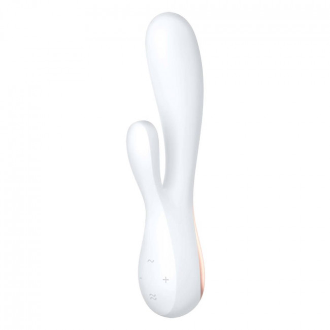 Белый вибратор-кролик Satisfyer Mono Flex с управлением через приложение - 20,4 см.