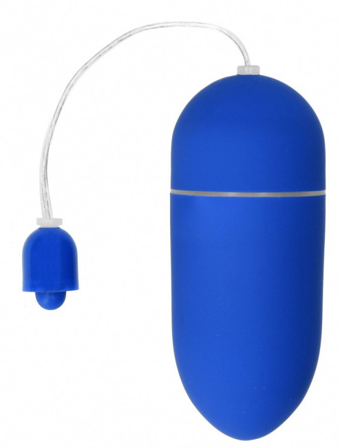 Синее гладкое виброяйцо Vibrating Egg - 8 см.