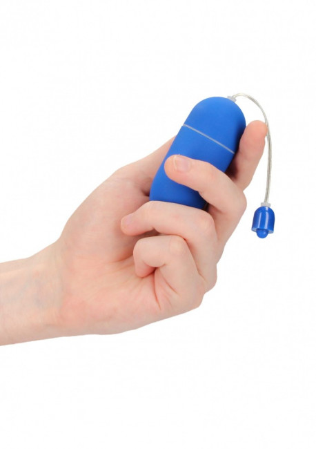Синее гладкое виброяйцо Vibrating Egg - 8 см.