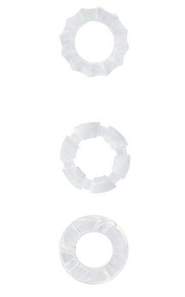 Набор из 3 прозрачных эрекционных колец MENZSTUFF STRETCHY COCK RINGS