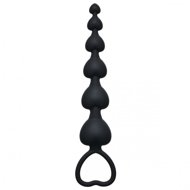 Чёрная анальная цепочка Heart's Beads Black - 18 см.