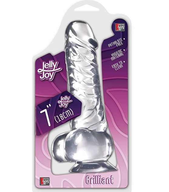 Прозрачный фаллоимитатор на присоске JELLY JOY BRILLIANT - 18 см.