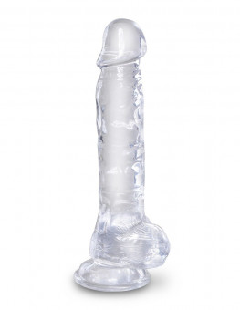 Прозрачный фаллоимитатор 8" Cock with Balls - 22,2 см.