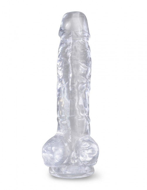 Прозрачный фаллоимитатор 8" Cock with Balls - 22,2 см.