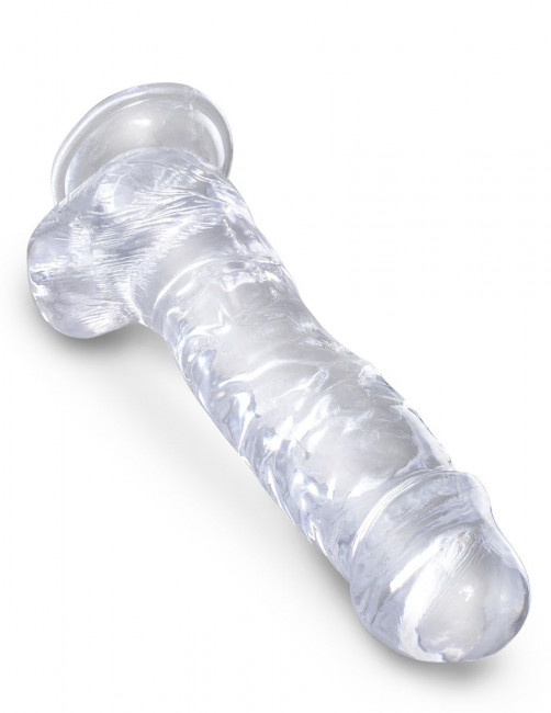 Прозрачный фаллоимитатор 8" Cock with Balls - 22,2 см.