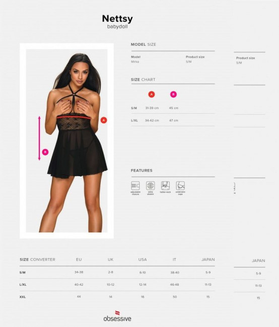 Соблазнительная кружевная сорочка Nettsy с открытым декольте Соблазнительная кружевная сорочка Nettsy с открытым декольте