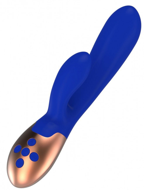 Синий вибратор Exquisite с подогревом - 20,5 см.