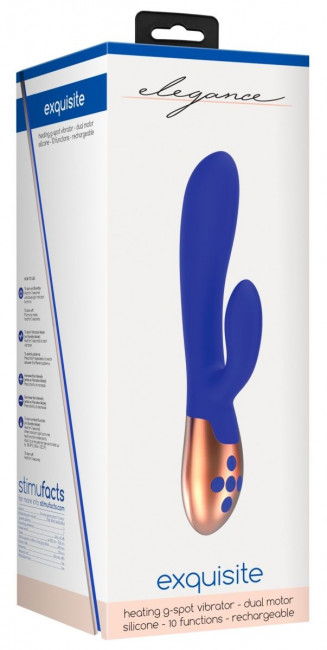 Синий вибратор Exquisite с подогревом - 20,5 см.