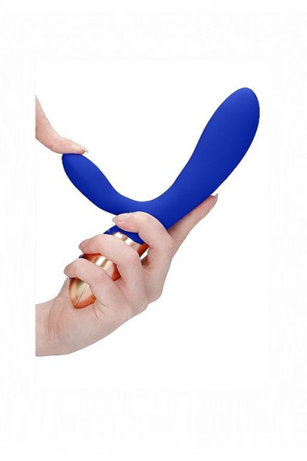Синий вибратор Exquisite с подогревом - 20,5 см.