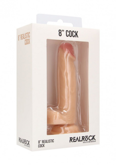 Телесный фаллоимитатор Realistic Cock 8" With Scrotum - 20 см.