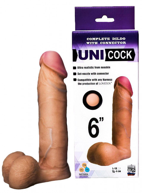 Насадка для страпона фаллической формы UNICOCK 6" - 18 см. Насадка для страпона фаллической формы UNICOCK 6" - 18 см.