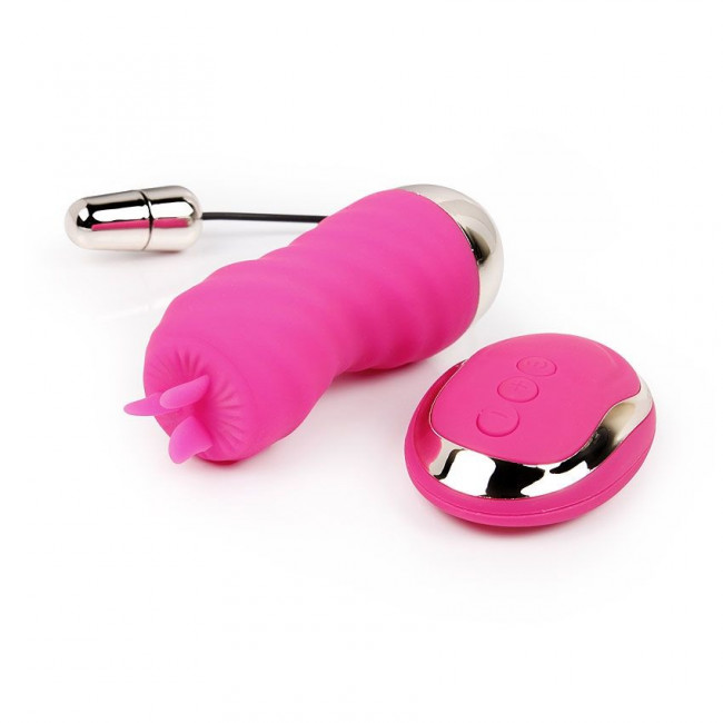 Ярко-розовое ребристое виброяйцо с пультом ДУ Ярко-розовое ребристое виброяйцо с пультом ДУ