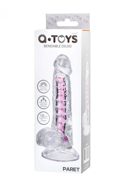 Прозрачный гибкий фаллоимитатор Paret - 18 см.