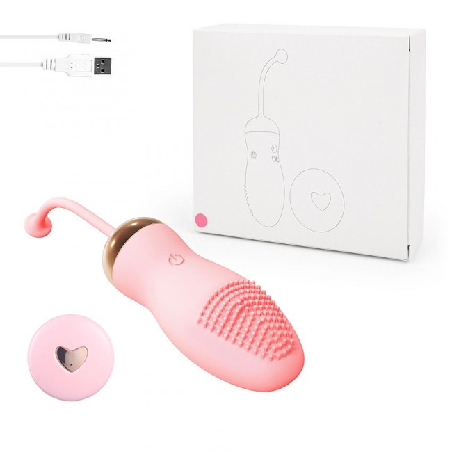 Розовое ребристое виброяйцо с пультом ДУ Розовое ребристое виброяйцо с пультом ДУ