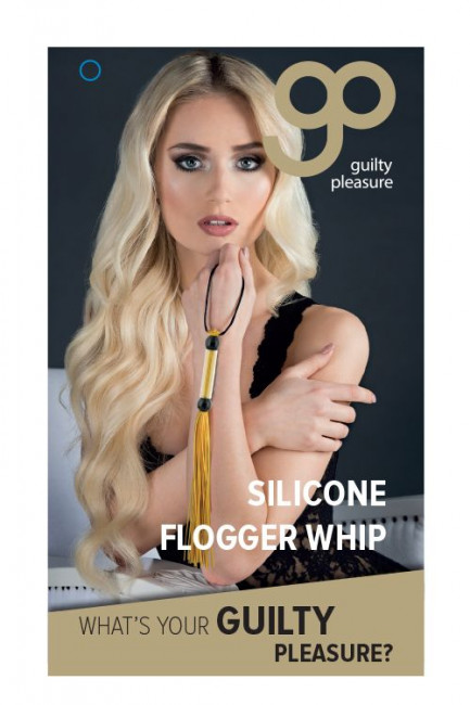 Желтая мини-плеть из силикона и акрила SILICONE FLOGGER WHIP - 25,6 см.