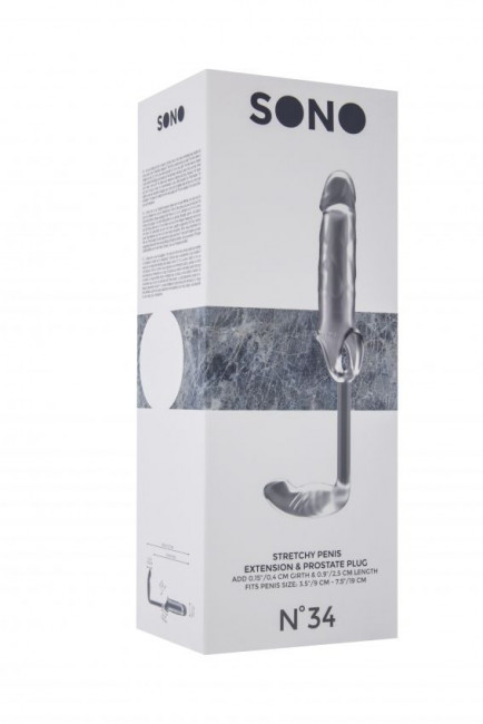 Прозрачная насадка с анальным стимулятором Stretchy Penis Exten and Plug No.34