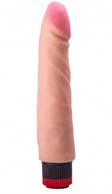 Реалистик-вибромассажер телесного цвета - 19,5 см. Реалистик-вибромассажер телесного цвета - 19,5 см.