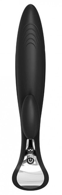 Черный вибромассажер с клиторальным отростком THRILLING STARSHIP - 21,8 см.