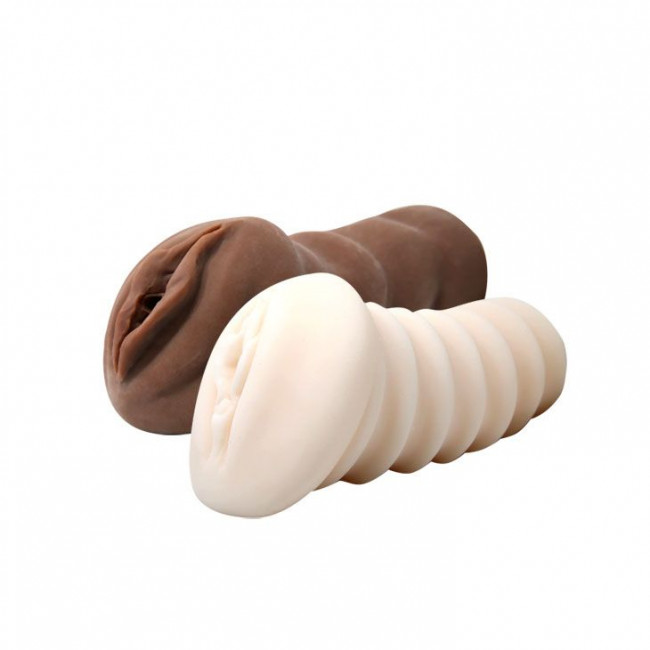 Комплект мастурбаторов-вагин - телесная и темнокожая Комплект мастурбаторов-вагин - телесная и темнокожая