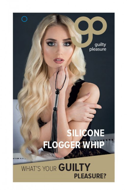 Чёрная мини-плеть из силикона и акрила SILICONE FLOGGER WHIP - 25,6 см.
