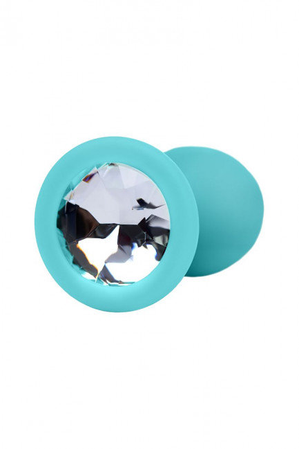 Мятная анальная пробка с прозрачным кристаллом - 7,3 см. Мятная анальная пробка с прозрачным кристаллом - 7,3 см.