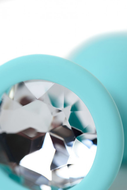 Мятная анальная пробка с прозрачным кристаллом - 7,3 см. Мятная анальная пробка с прозрачным кристаллом - 7,3 см.