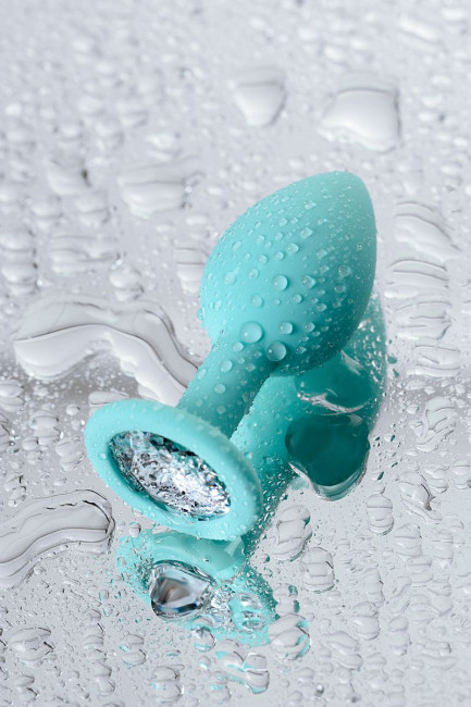 Мятная анальная пробка с прозрачным кристаллом - 7,3 см. Мятная анальная пробка с прозрачным кристаллом - 7,3 см.