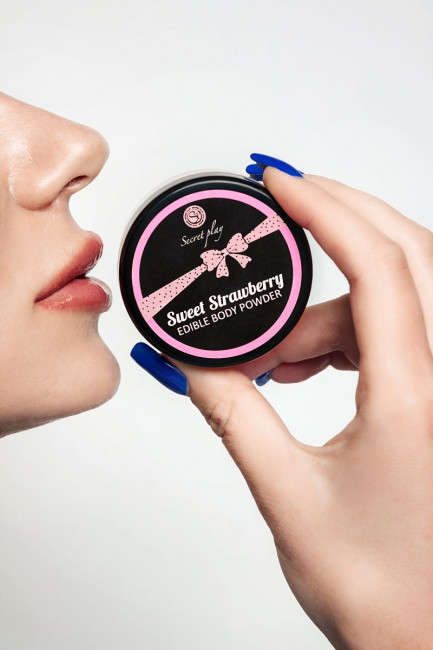 Съедобная пудра для тела с ароматом клубники - 20 гр. Съедобная пудра для тела с ароматом клубники - 20 гр.