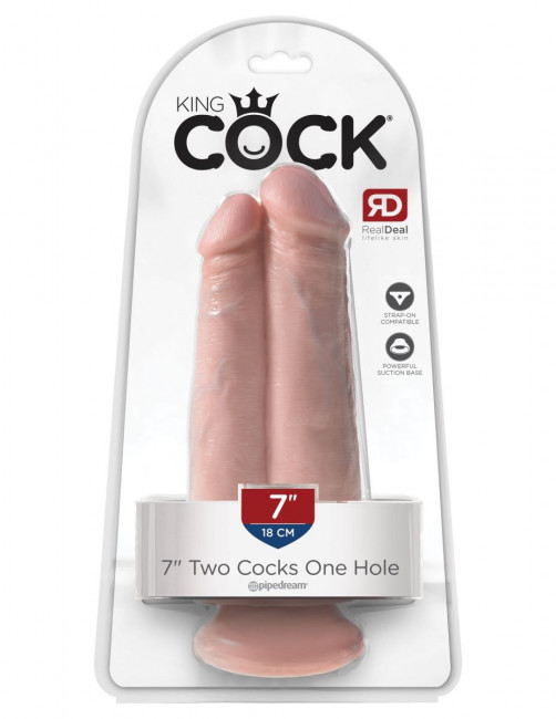 Сдвоенный телесный фаллоимитатор на присоске 7" Two Cocks One Hole - 20,3 см. Сдвоенный телесный фаллоимитатор на присоске 7" Two Cocks One Hole - 20,3 см.